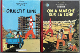 Delcampe - Album Tintin Objectif Lune Et On A Marché Sur La Lune 1953/1954 ( éditions Originale - Hergé