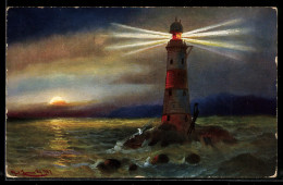 Delcampe - Künstler-AK Leuchtturm Eddystone Am Englischen Kanal - Faros