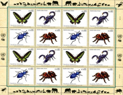 Delcampe - O.N.U. Wenen 2009 - Espèces Menacées - Insectes - Feuillet De 4 X 4 V. - Spinnen