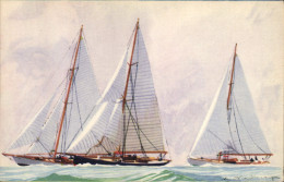 Delcampe - CPA Bateau Illustrateur Haffner Yachts De Courses - Segelboote