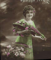 Delcampe - CPA Fantaisie Paques Poisson Femme - Ostern