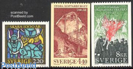 Delcampe - Sweden 1988 Mixed Issue 3v, Mint NH, Performance Art - Science - Theatre - Mining - Art - Stained Glass And Windows - Neufs