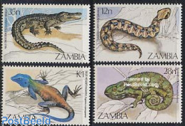 Delcampe - Zambia 1984 Reptiles 4v, Mint NH, Nature - Crocodiles - Reptiles - Snakes - Zambia (1965-...)