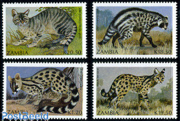 Delcampe - Zambia 1991 Small Preditors 4v, Mint NH, Nature - Animals (others & Mixed) - Cat Family - Cats - Zambia (1965-...)