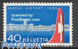 Delcampe - Switzerland 1953 Zurich Airport 1v, Mint NH, Transport - Aircraft & Aviation - Ungebraucht