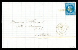Delcampe - N°29, 20c Lauré Obl Griffe De MONTMORENCY + Càd De Montmorency Sur Lettre Pour Nantes, Arrivée Au Verso Le 8 Mai 1871. S - 1849-1876: Klassik