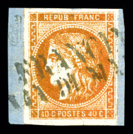 Delcampe - N°48, 40c Orange Obl 'Francia Via De Mare' Sur Son Support. TTB (signé Calves/Brun)  Qualité: Oblitéré - 1870 Emissione Di Bordeaux
