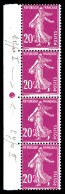 Delcampe - ** N°190e, 20c Semeuse: Type III Et V Se Tenant Verticalement En Bande De 4 Bdf. TB  Qualité: **  Cote: 600 Euros - Nuovi