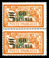 Delcampe - ** N°78a, 60 M Sur 2f Orange, Double Surcharge Des Barres En Paire. SUP. R. (certificat)  Qualité: **  Cote: 1200 Euros - Nuovi