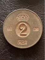 Delcampe - Münze Münzen Umlaufmünze Schweden 2 Öre 1967 - Suède