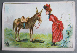 Delcampe - CHROMO AU PROGRÈS MANUFACTURE DE CHICORÉE MERCIER & PRUVOT QUIÈVY ELEGANTE ÂNE RÉCALCITRANTGombert & Sœur - Autres & Non Classés