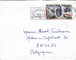 Delcampe - B01-434 2- 2 Enveloppes  Flamme Lyon 1970 - Tourisme Et Vieille Voiture - Timbre Gendarmerie Et Maréchal - Covers & Documents