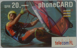 Delcampe - SPORT / PLANCHE A VOILE - Carte Téléphone Suisse Prépayée TELECOM FL Utilisée - Sport