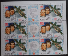 Delcampe - SOVIET UNION. SPACE. 1981. "185 DAYS IN SPACE". SPACE STATION. ASTRONAUTS. PART OF SHEET. MNH OG. XF. LOT IN GERMANY. - Russie & URSS