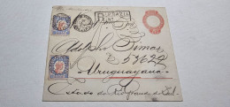 Delcampe - 1892 Registered Cover Brazil Rio De Janeiro To Uruguayana Via Montevideo. 100R Stationary + Stamps. Postal History. - Gebraucht