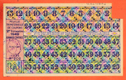 Delcampe - 12474  Ticket Rationnement LA GARDE Var ◉ Titre N° 202 Feuille Trimestrielle Coupons ◉ 2e Trimestre 1949 Grands Centres - Bons & Nécessité
