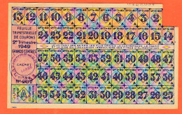 Delcampe - 12473  Ticket Rationnement LA GARDE Var ◉ Titre N° 202 Feuille Trimestrielle Coupons ◉ 2e Trimestre 1949 Grands Centres - Bons & Nécessité
