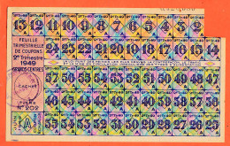 Delcampe - 12475  Ticket Rationnement LA GARDE Var ◉ Titre N° 202 Feuille Trimestrielle Coupons ◉ 2e Trimestre 1949 Grands Centres - Documents