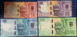 Delcampe - MACAU 2020 BOC NEW BANK NOTES SET OF 6 BANKNOTES, 10, 20, 50, 100, 500 & 1000, ALL UNC - Macao