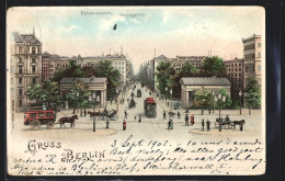 Delcampe - Lithographie Berlin, Potsdamerplatz Und Leipzigerstrasse Mit Strassenbahnen Und Pferdekutschen - Mitte