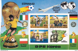 Delcampe - COREE DU NORD 1982 Vainqueurs De La Coupe Du Monde De Football, Espagne Michel Block 124 Oblitéré - Corea Del Norte