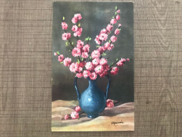 Delcampe - Vase Fleurs Roses I. Chauvie - Blumen