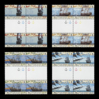 Delcampe - Pitcairn Islands 2005 (MNH) HMS Bounty Replica Gutter Traffic Light Blocks - Pitcairn