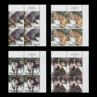 Delcampe - Pitcairn Islands 2002 (MNH) Cats Sheet Value Blocks - Pitcairn