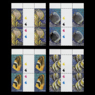 Delcampe - Pitcairn Islands 2001 (MNH) Reef Fish Gutter Traffic Light Blocks - Pitcairn