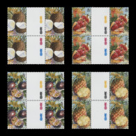 Delcampe - Pitcairn Islands 2001 (MNH) Tropical Fruits Gutter Traffic Light Blocks - Pitcairn