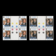 Delcampe - Pitcairn Islands 1999 (MNH) Royal Wedding Gutter Traffic Light Blocks - Pitcairn