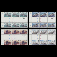 Delcampe - Pitcairn Islands 1993 (MNH) Royal Navy Vessels Gutter Traffic Light Blocks - Pitcairn