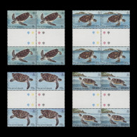 Delcampe - Pitcairn Islands 1986 (MNH) Turtles Gutter Traffic Light Blocks - Pitcairn