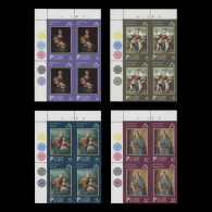 Delcampe - Pitcairn Islands 1985 (MNH) Christmas Plate 1A–1A–1A–1A–1A Blocks - Pitcairninsel