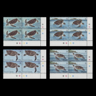 Delcampe - Pitcairn Islands 1986 (MNH) Turtles Traffic Light/plate Blocks - Pitcairninsel