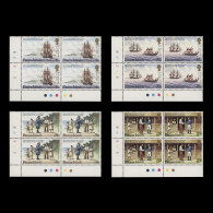 Delcampe - Pitcairn Islands 1983 (MNH) Folger's Discovery Plate 1B–1B–1B–1B–1B Blocks - Pitcairninsel