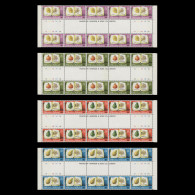 Delcampe - Pitcairn Islands 1982 (MNH) Fruit Gutter Imprint/plate Blocks - Pitcairninsel