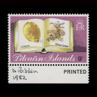 Delcampe - Pitcairn Islands 1982 (MNH) 9c Lemon Signed By Designer Daphne Padden - Pitcairninsel