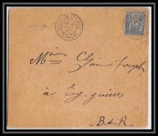 Delcampe - 04631 Lsc Lettre Cover Bouches Du Rhone Gare De Rognac Ferroviaire N°90 Sage Pour Eyguières 1898 - Bahnpost