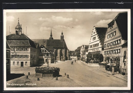 Delcampe - AK Feuchtwangen, Marktplatz Mit Hotel Post Und Brunnen - Feuchtwangen