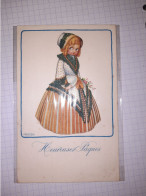 Delcampe - CPA , Illustration Bertiglia, A. , Enfant , Oeuf , Fleurs , Costume , Heureuses Pâques , Vierge - Bertiglia, A.