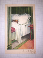 Delcampe - CPA , Illustration Bertiglia, A. , Enfant Dans Un Lit De Géant , écrite 1924 - Bertiglia, A.