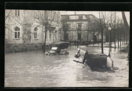 Delcampe - AK Coburg, Hochwasser 1909, Auto Und Pferde In Den Fluten - Inondations