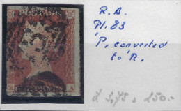 Delcampe - GB - 1852  1 Penny Red , Imperforated Plate 83  ; Details & Condition See 2 Scans. Lot 231 - Oblitérés