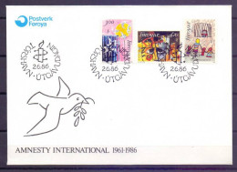 Delcampe - Faroe Islands 1986 Mi 136-138 FDC (FDC ZE3 FRS136-138) - Altri