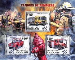 Delcampe - Togo 2011 Fire Engines 3v M/s, Mint NH, Transport - Fire Fighters & Prevention - Feuerwehr