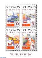 Delcampe - Solomon Islands 2013 Air Firefighting 4v M/s, Mint NH, Transport - Fire Fighters & Prevention - Helicopters - Aircraft.. - Feuerwehr
