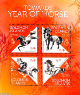 Delcampe - Solomon Islands 2013 Year Of The Horse 4v M/s, Mint NH, Nature - Various - Horses - New Year - Neujahr