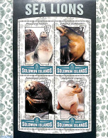 Delcampe - Solomon Islands 2016 Sea Lions 4v M/s, Mint NH, Nature - Sea Mammals - Isole Salomone (1978-...)