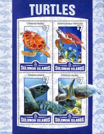 Delcampe - Solomon Islands 2016 Turtles 4v M/s, Mint NH, Nature - Reptiles - Turtles - Isole Salomone (1978-...)